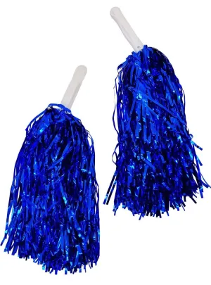 Sparkly Blue Tinsel Pom Poms Costume Accessory