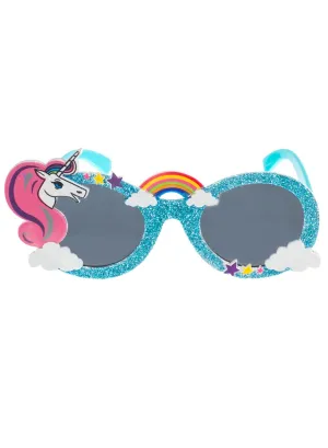 Sparkly Blue Unicorn and Rainbow Costume Glasses