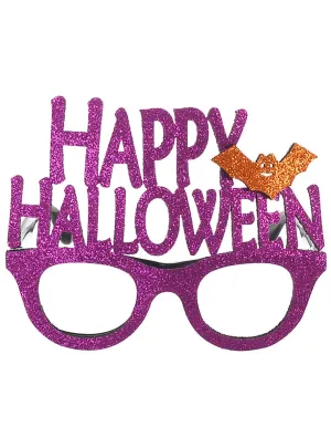 Sparkly Fuchsia and Orange Happy Halloween Costume Glasses