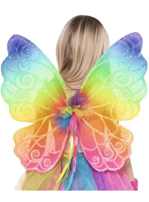 Sparkly Glitter Rainbow Kids Fairy Costume Wings