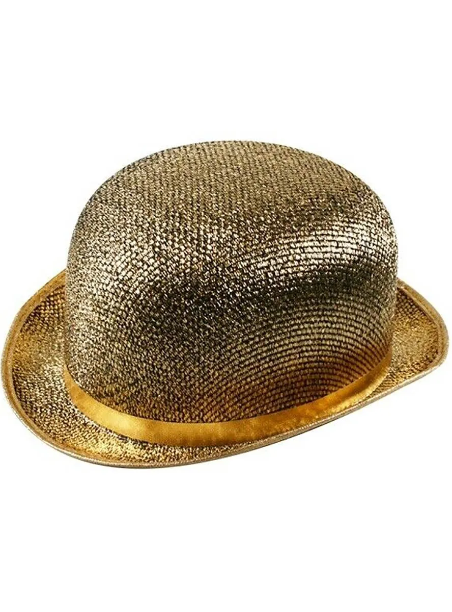 Sparkly Gold Adults Bowler Costume Hat