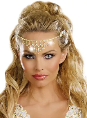 Sparkly Gold Chain Costume Headpiece with Silver Rhinestones