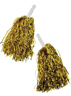 Sparkly Gold Tinsel Pom Poms Costume Accessory