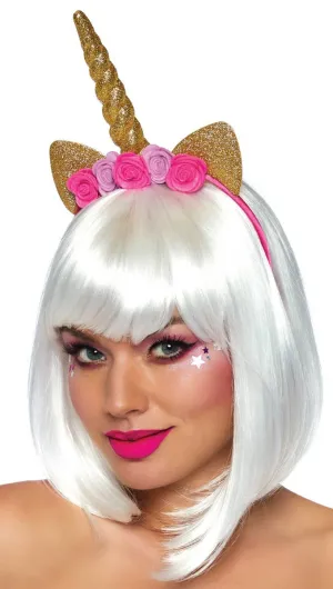 Sparkly Golden Unicorn Horn Headband Costume Accessory