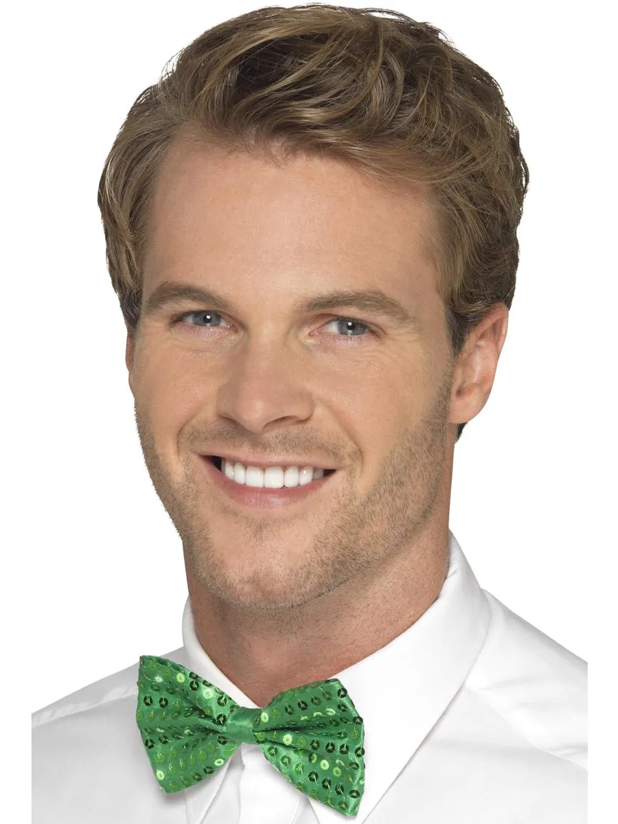 Sparkly Green Sequin Bow Tie for Adults