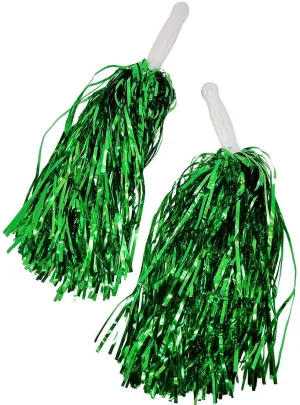 Sparkly Green Tinsel Pom Poms Costume Accessory