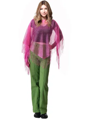 Sparkly Hot Pink Fishnet Womens Costume Poncho