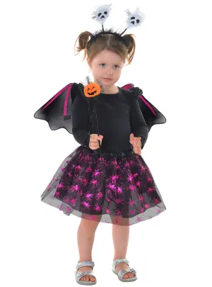 Sparkly Pink and Black Kids Halloween Tutu Set