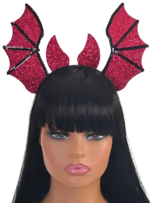 Sparkly Pink and Black Sequin Bat Halloween Headband