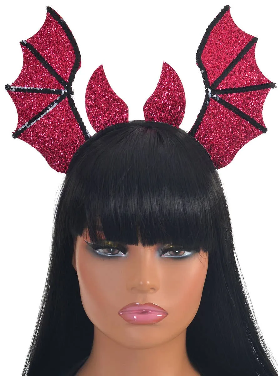 Sparkly Pink and Black Sequin Bat Halloween Headband