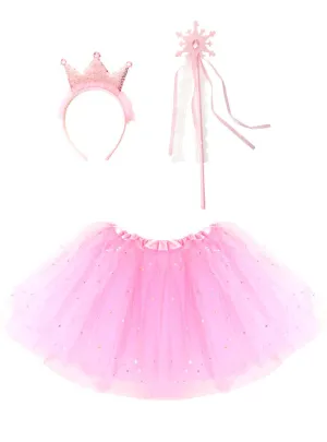 Sparkly Pink Fairy Princess Girls 3 Piece Accessory Set