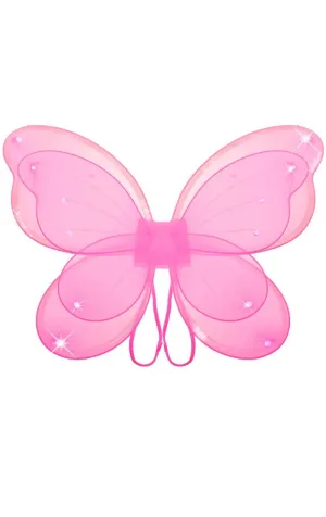 Sparkly Pink Girls Butterfly Costume Wings