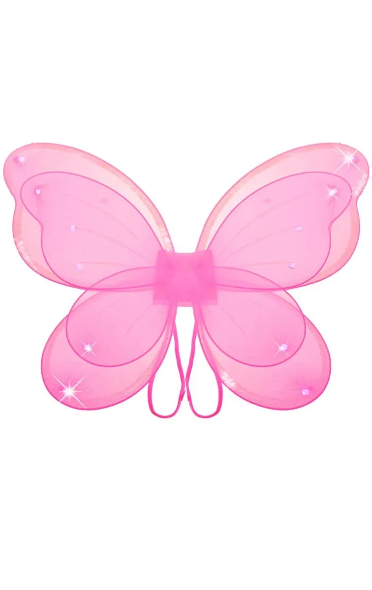 Sparkly Pink Girls Butterfly Costume Wings