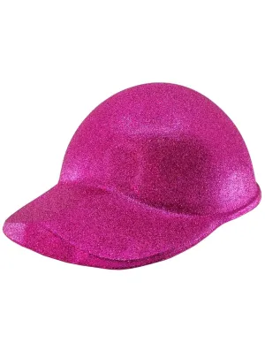 Sparkly Pink Glitter Jockey Cap Costume Hat