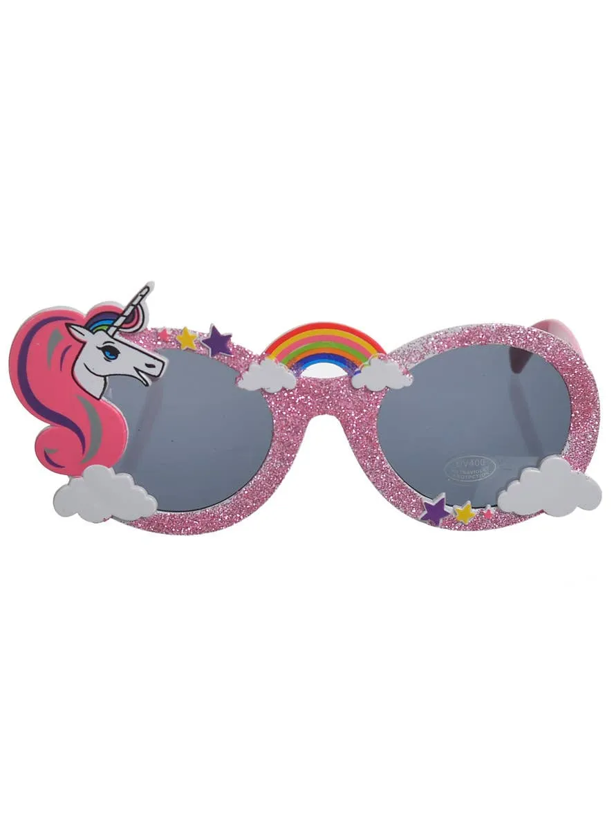 Sparkly Pink Unicorn and Rainbow Costume Glasses