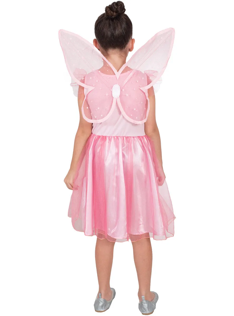 Sparkly Pretty Pink Fairy Girls Costume