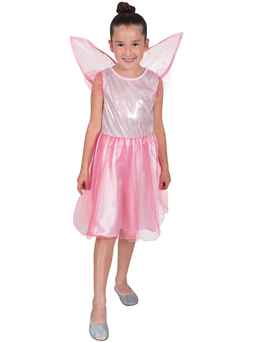 Sparkly Pretty Pink Fairy Girls Costume