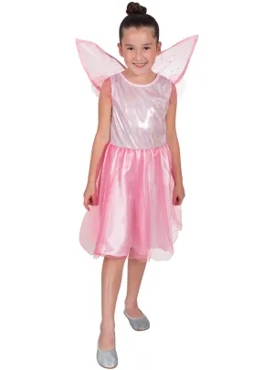 Sparkly Pretty Pink Fairy Girls Costume