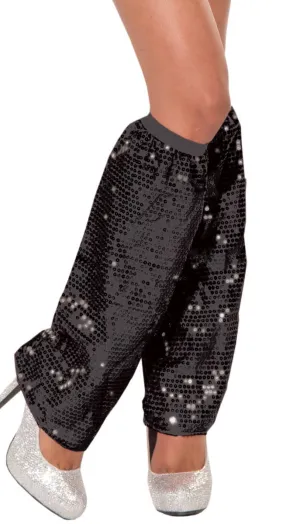 Sparkly Sequined Black Leg Warmers Costume Accessory