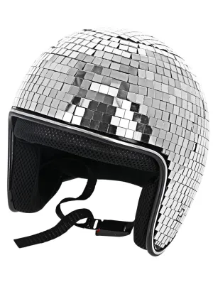 Sparkly Silver Disco Ball Costume Helmet