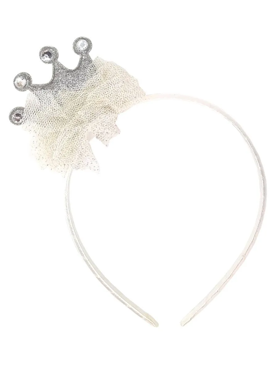 Sparkly Silver Glitter Mini Crown on Headband