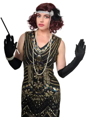 Sparkly Silver Headband 1920s 5 Piece Gatsby Accessory Set
