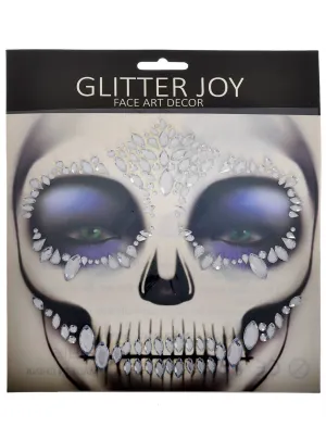 Sparkly Silver Skeleton Face Jewels Halloween Accessory