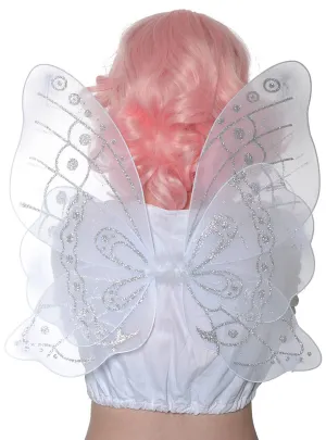 Sparkly White and Silver Glitter Butterfly Wings