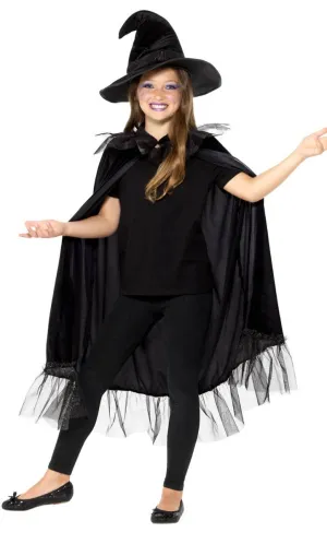 Sparkly Witch Cape and Hat Costume Accessory Set