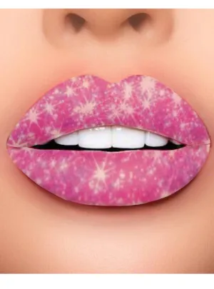 Sparks Fly Pink Sparkly Temporary Lip Tattoo Costume Makeup