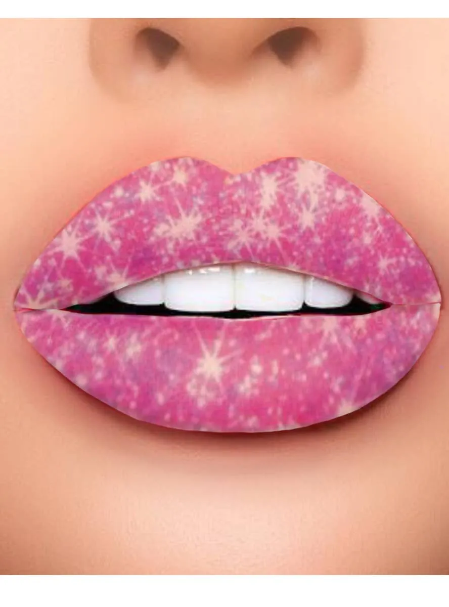 Sparks Fly Pink Sparkly Temporary Lip Tattoo Costume Makeup