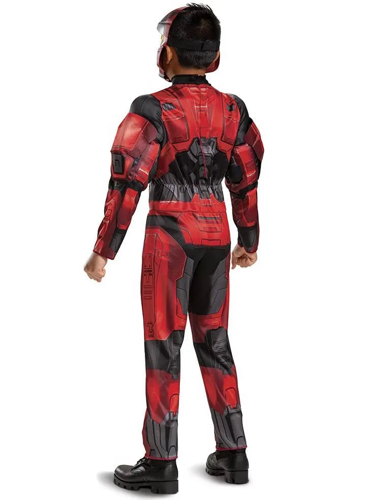 Spartan-I Keystone Red Halo Boys Muscle Chest Costume