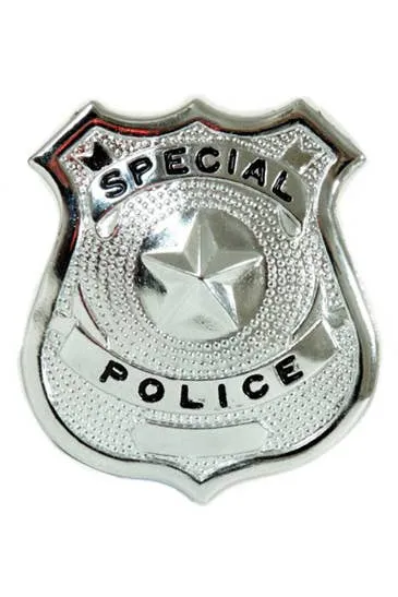 Special Police Silver Metal Badge Costume Accessory