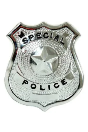 Special Police Silver Metal Badge Costume Accessory