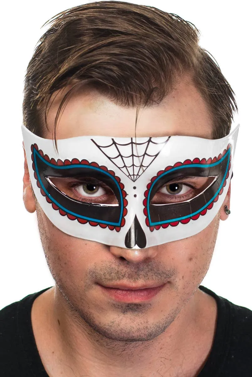 Spider Eyes Day of the Dead Red and Blue Masquerade Mask