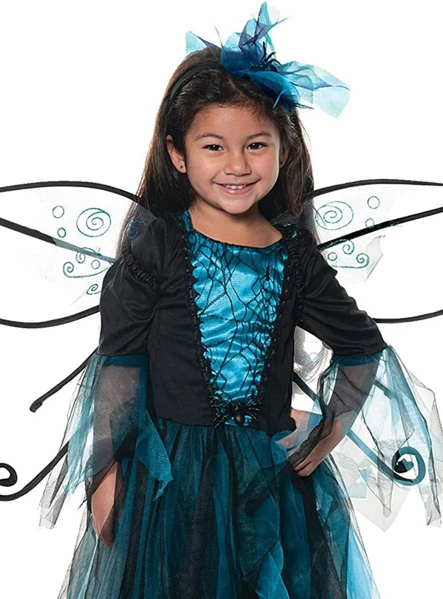 Spider Fairy Girls Black and Blue Halloween Costume
