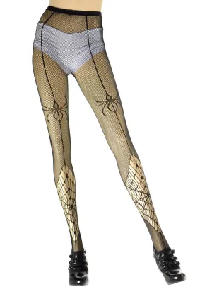 Spider Web Full Length Womens Fishnet Halloween Stockings
