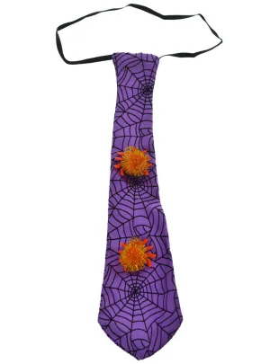 Spider Web Purple Satin Halloween Costume Neck Tie Accessory
