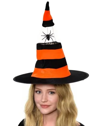 Spider Witch Orange Halloween Costume Hat