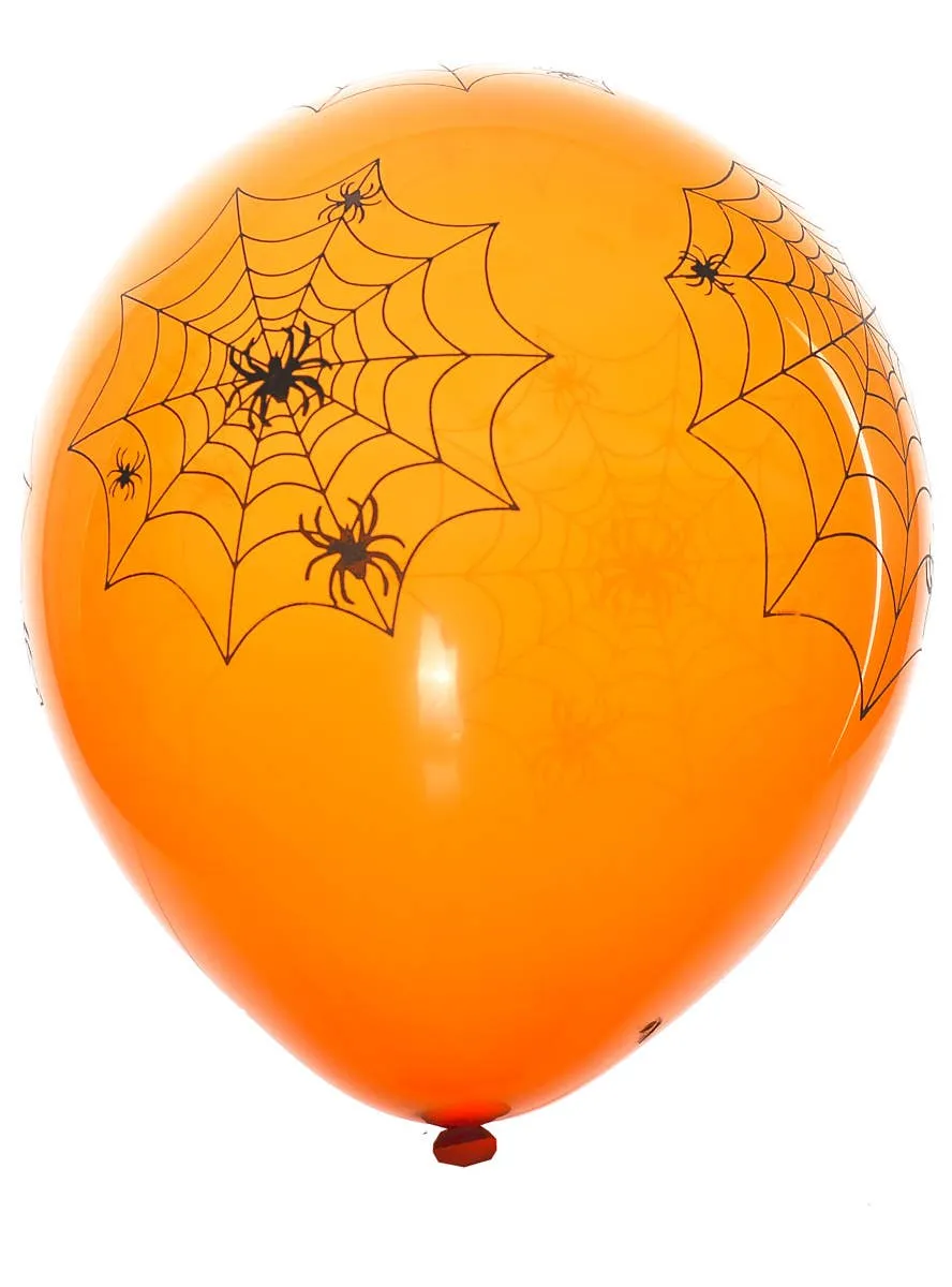 Spiderweb Black and Orange 6 Pack 30cm Latex Balloons