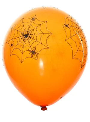 Spiderweb Black and Orange 6 Pack 30cm Latex Balloons