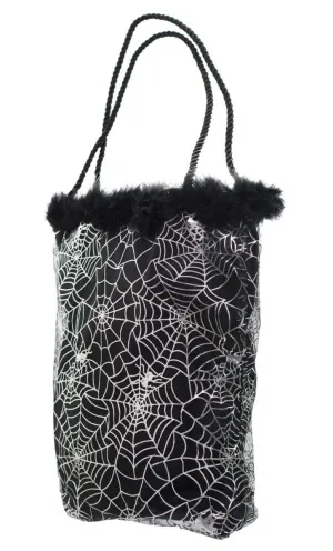 Spiderweb Black and Silver Trick or Treat Bag