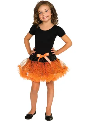 Spiderweb Girls Orange and Black Halloween Costume Tutu
