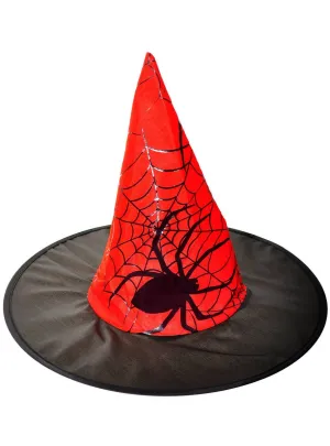 Spiderweb Girls Red and Black Halloween Witch Hat