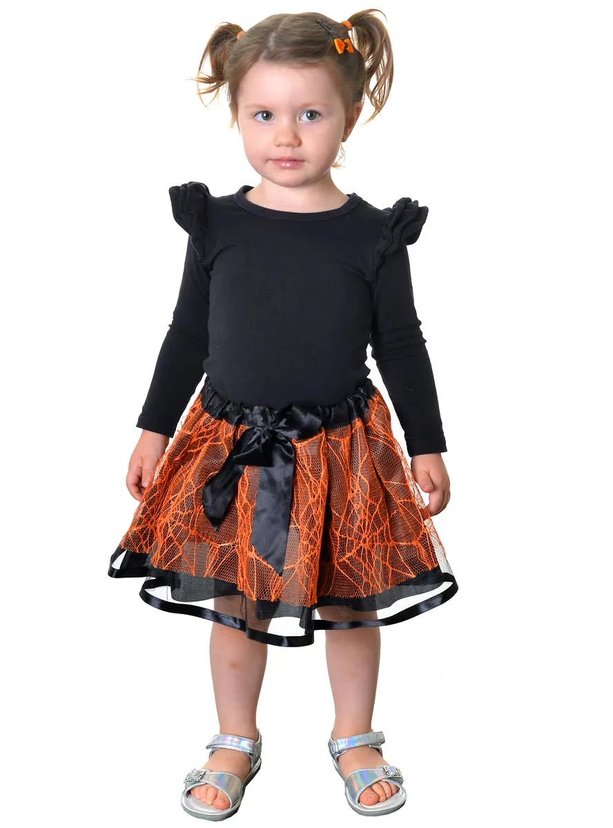 Spiderweb Kids Toddler Tutu Skirt in Orange and Black