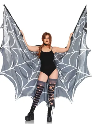 Spiderweb Print Black Halloween Festival Wings