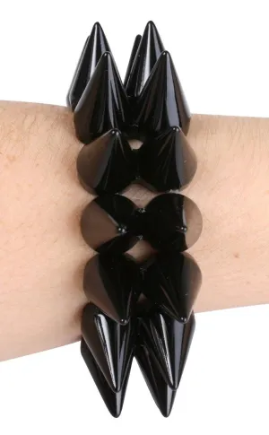 Spiked 80s Black Punk Costume Bracelet