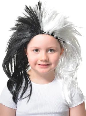 Spiked Black and White Girls Punk Costume Wig