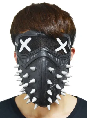 Spiked Black Latex Halloween Costume Mask
