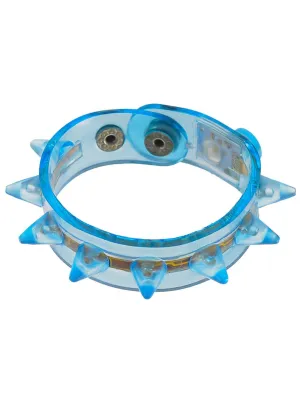 Spiked Blue Flashing Light Up Wrist Band Costume Bracelet